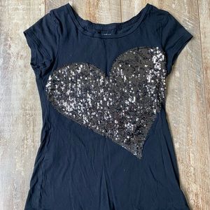 Sparkling Express Jeans T-shirt black heart